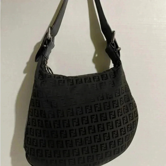Fendi vintage zucca oyster black grey hobo handbag - Picture 1 of 12